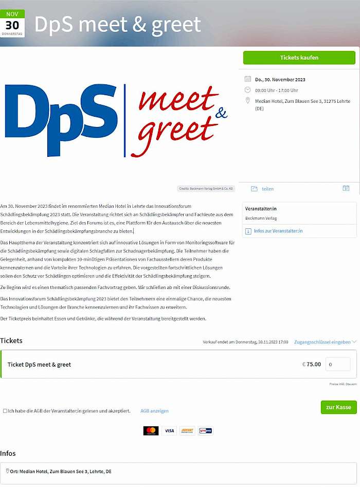 Anmeldung zu DpS meet & greet über Eventfrog