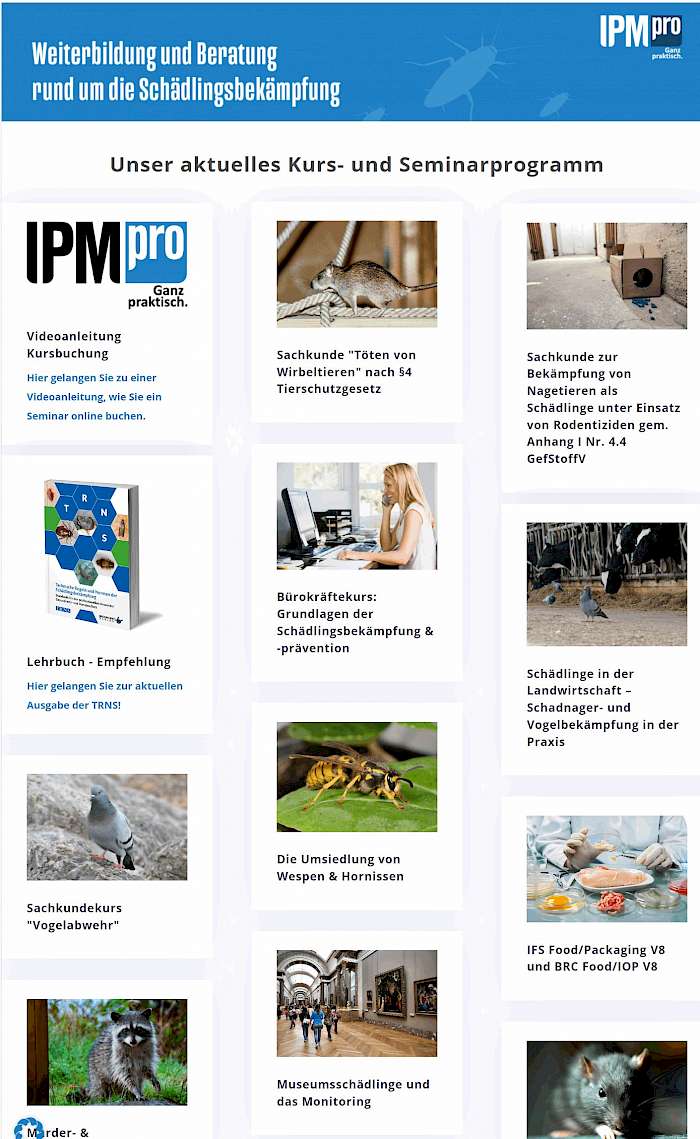 Übersicht der Seminare und Webinare von IPMpro