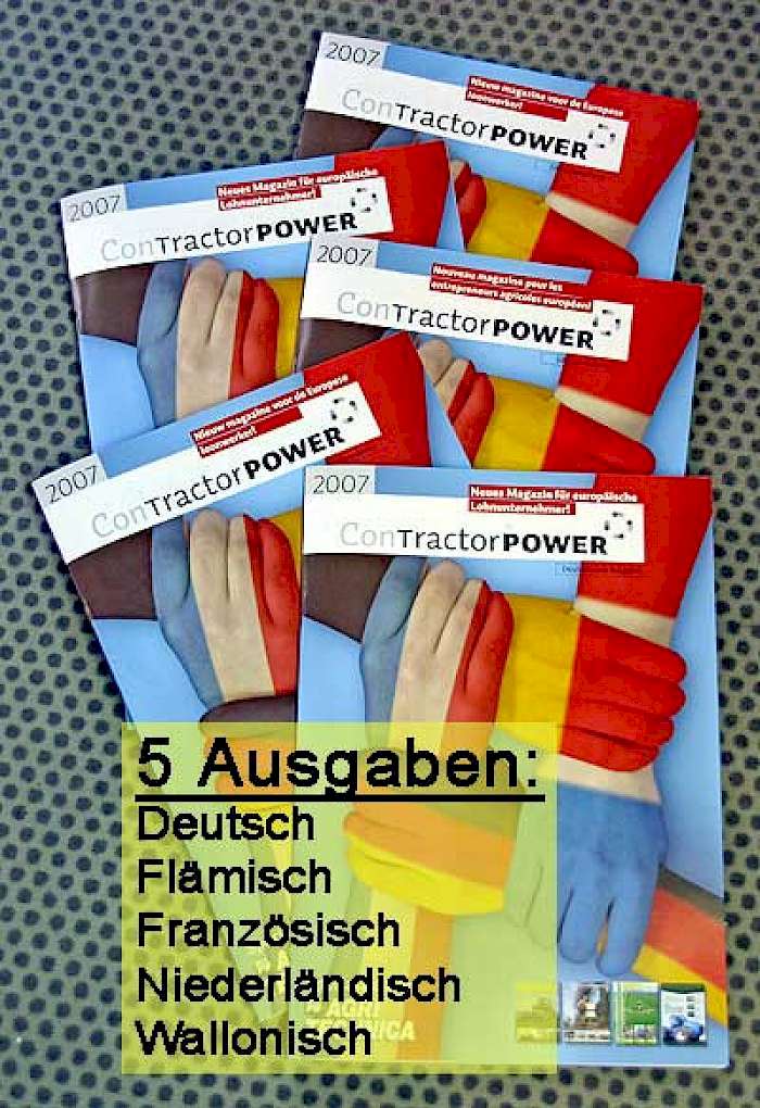 Fotos der Erstausgaben von ContractorPower in 5 Sprachen