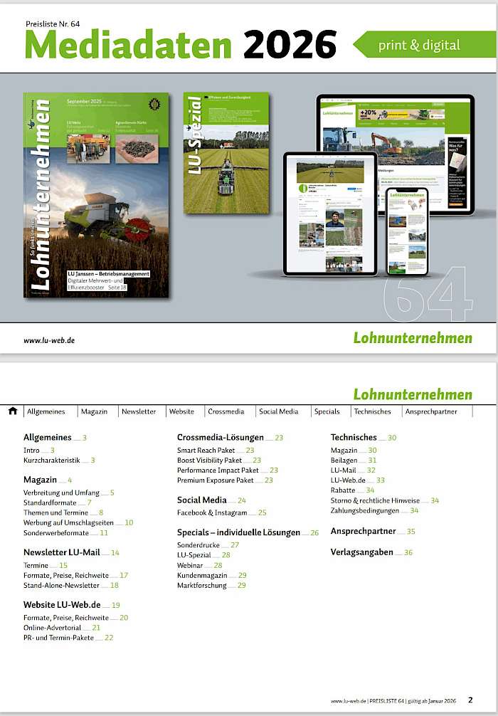 Mediadaten 2026 LOHNUNTERNEHMEN - Seiten 1 + 2